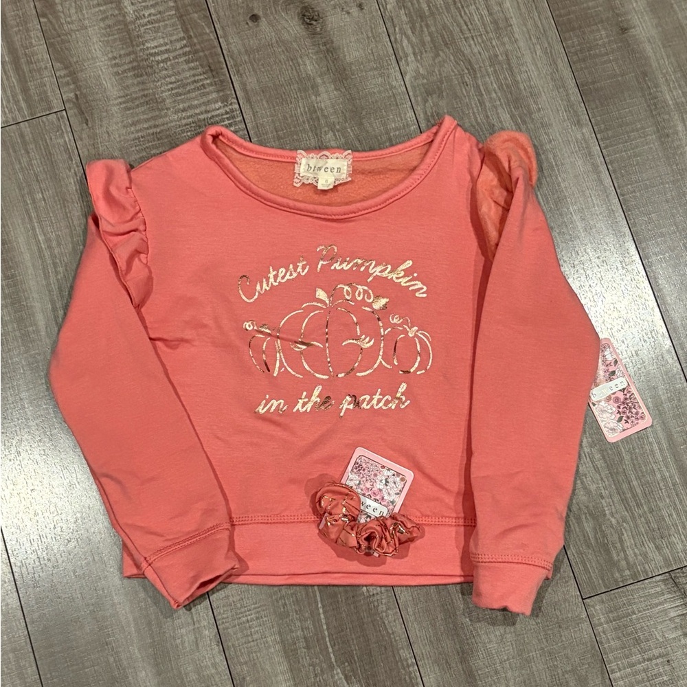 btween Coral Pumpkin Patch Kids Matching Set - Picture 3 of 4